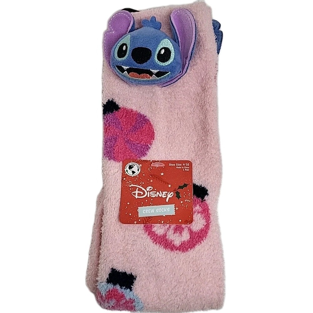 Disney Stitch Women's 3D Christmas Crew Socks (Size 4-10) - NWT Cozy Comfy‎